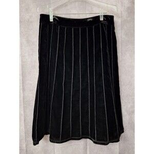 Y2K Trevan Black Velvet Knee Length Skirt w/ Detail Sz 10 Lined Whimsigoth Caeer